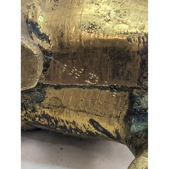 Brass Elephant Trunk Up with Tusks 3 Inch Tall 3 Inch Long Made in India - Picture 6 of 7